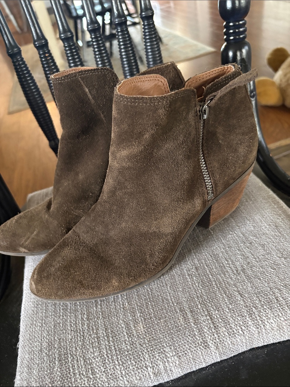 FRYE AND CO. Brown Suede Ankle Booties with Side Zip